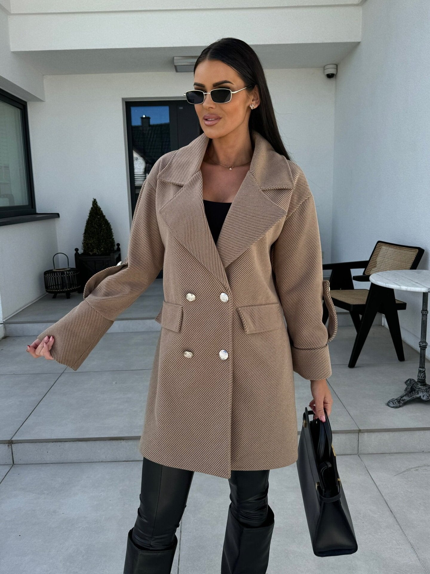 H-shaped Suit Collar Woolen Coat
