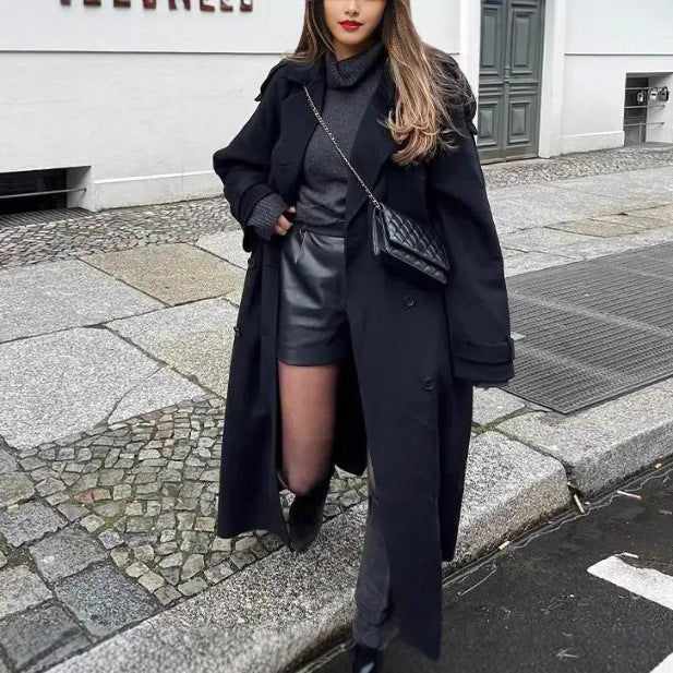 Lapel Long Overcoat