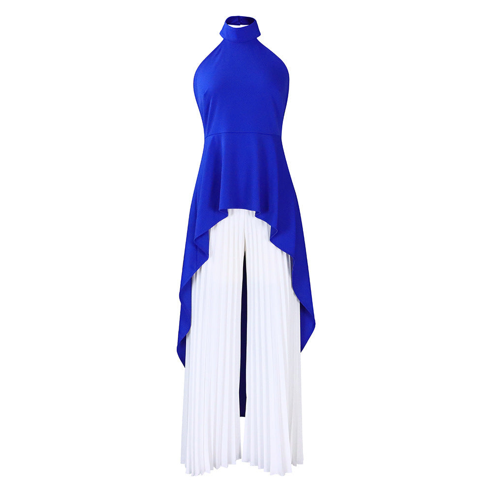 Fashion Casual Set Socialite Backless Top Wide-leg Trousers