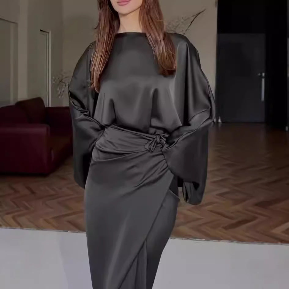 Waist Slimming Solid Color Dress