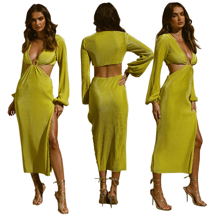 Fashion Pressed Pleated Waistless Dress