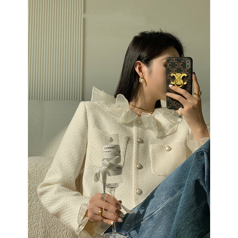 Hepburn Ruffled Tweed Coat