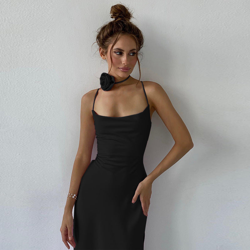 Lace Flower Up Split Dress