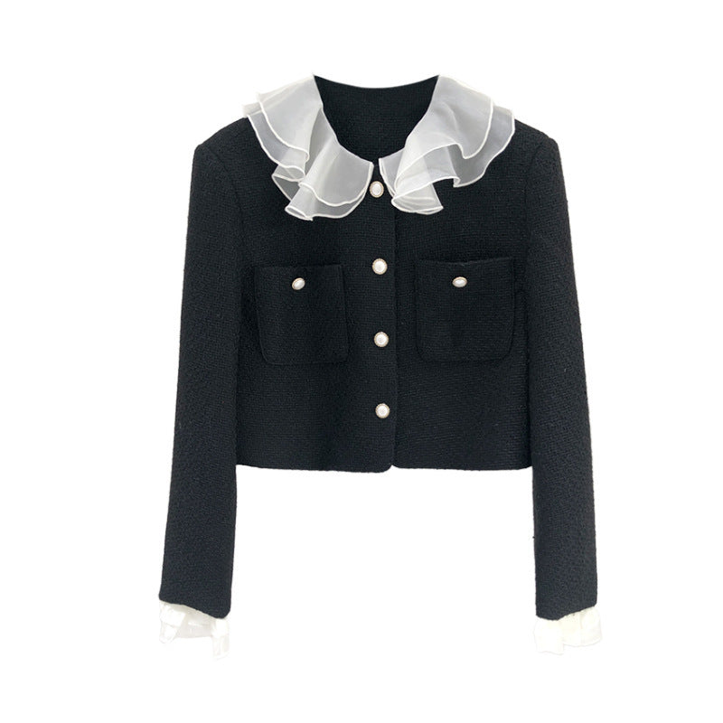 Hepburn Ruffled Tweed Coat