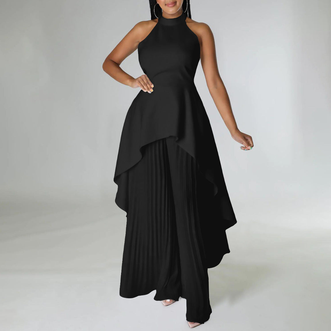 Fashion Casual Set Socialite Backless Top Wide-leg Trousers