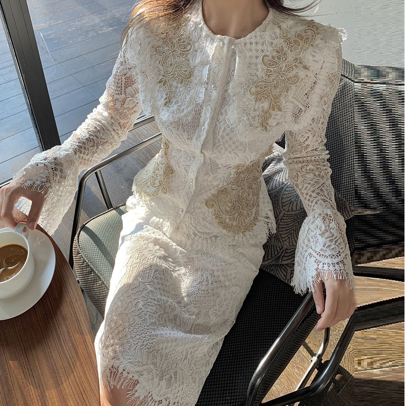 Socialite White Lace Suit Female