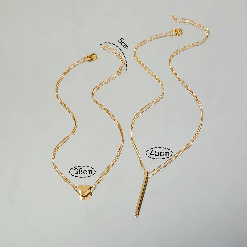 Safety Pin Pendant Multi-layer Copper Collarbone Chain Necklace Woman