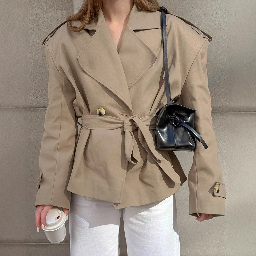 Trendy Lace Up Trench Coat For Women