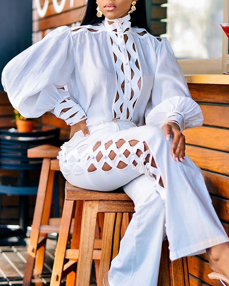 Lace Blouse And Pants Set