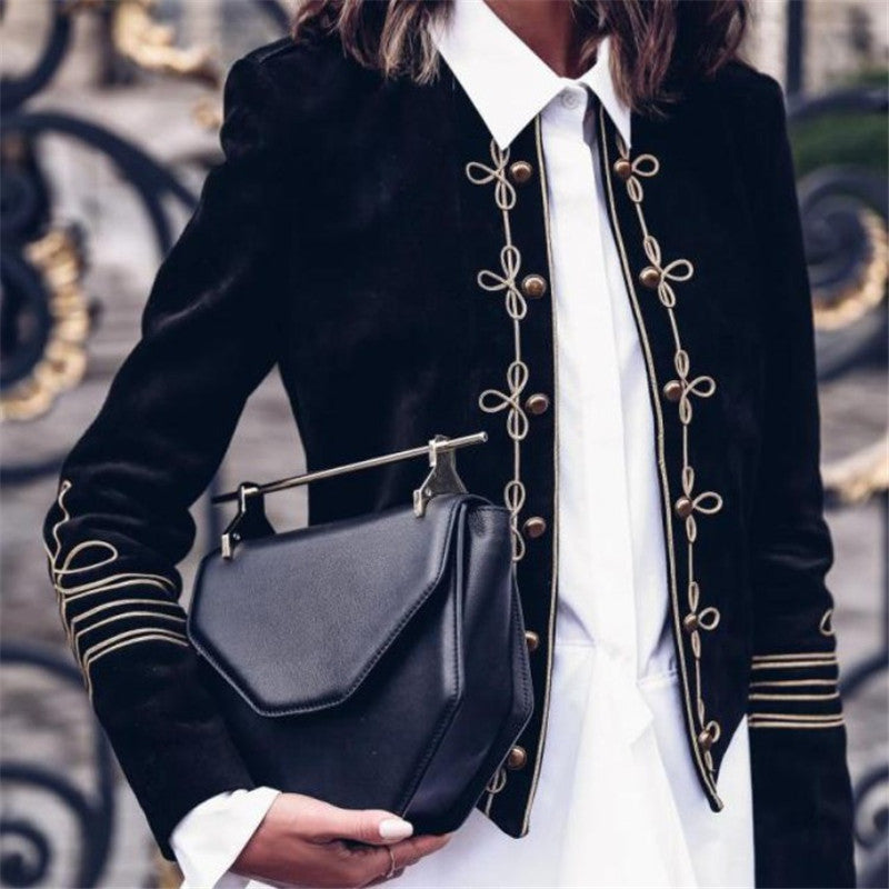 Solid Double-breasted Coat
