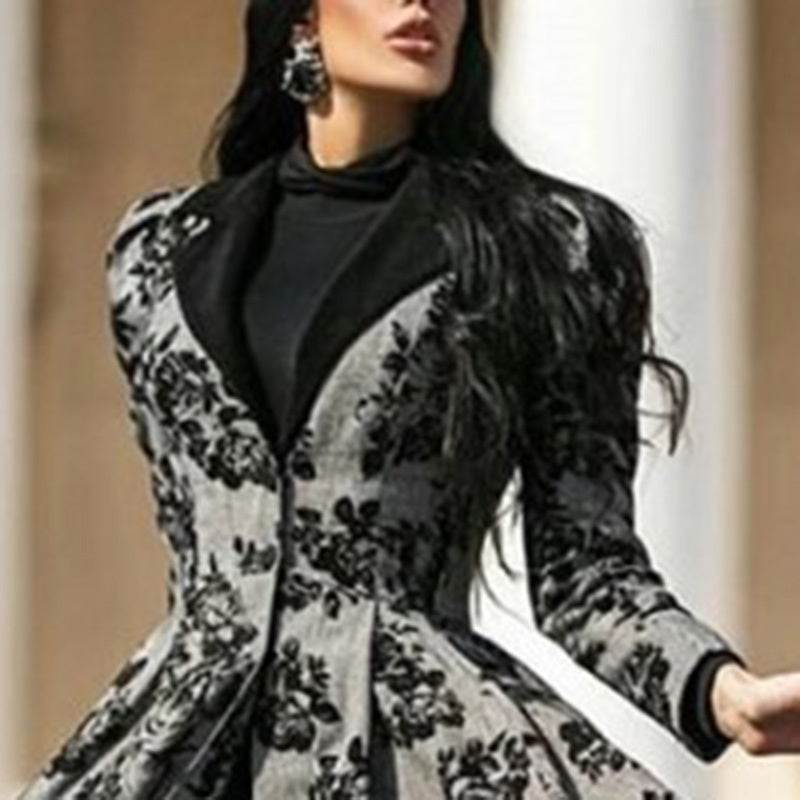 Long Sleeve Lace Floral Trench Coat