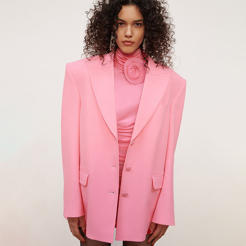 French Three-dimensional Turtleneck Pleated Dress