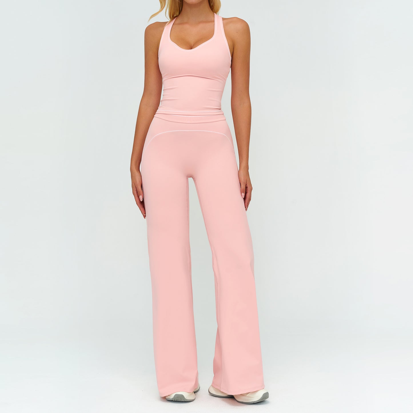 V-neck sleeveless gym set from M Chic Boutique, activewear with fitted top and matching athletic bottoms for workout comfort.