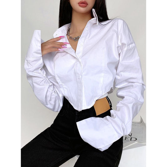 Niche Lapel Long Sleeve Blouse