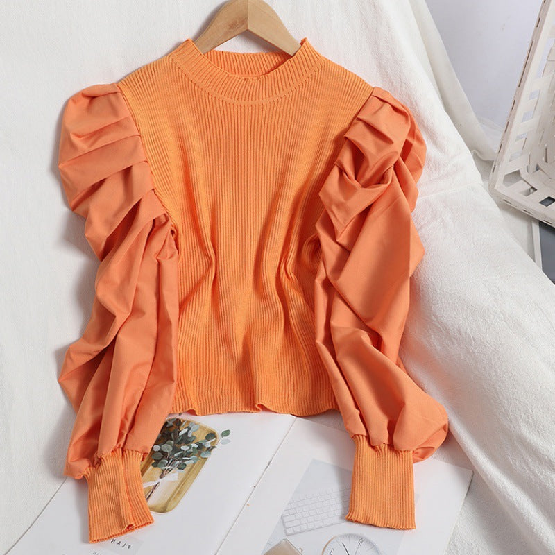 Solid-Color French-Style Designer Puff-Sleeve Shirt - M Chic Boutique