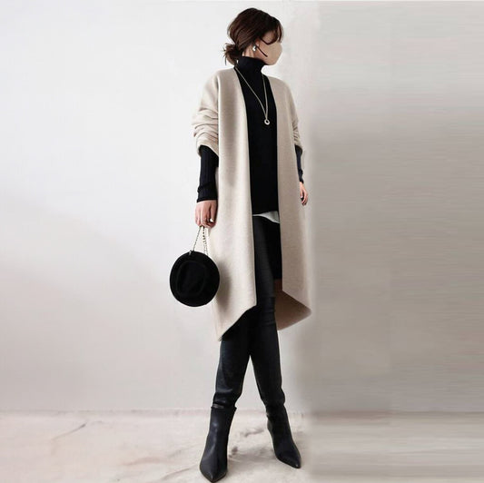 Long Sleeve Mid-length Woolen Coat