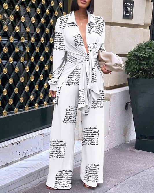 Elegant Wide Leg Pants Suit