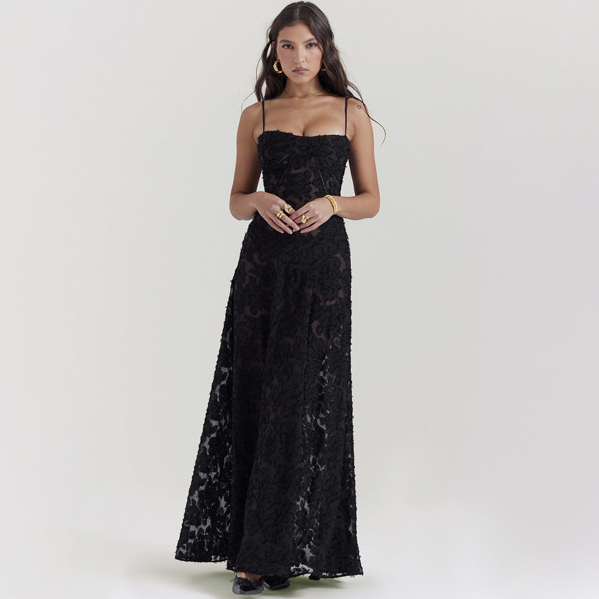 Suspender Lace Long Dress