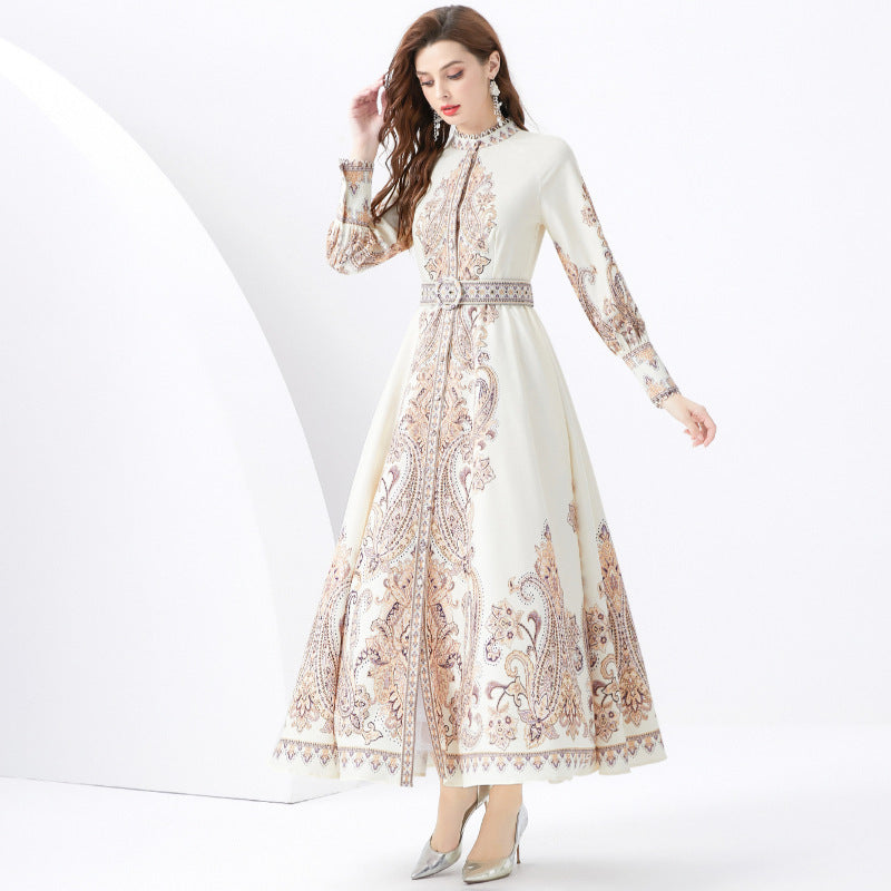 Vintage Court Style Printed Dress