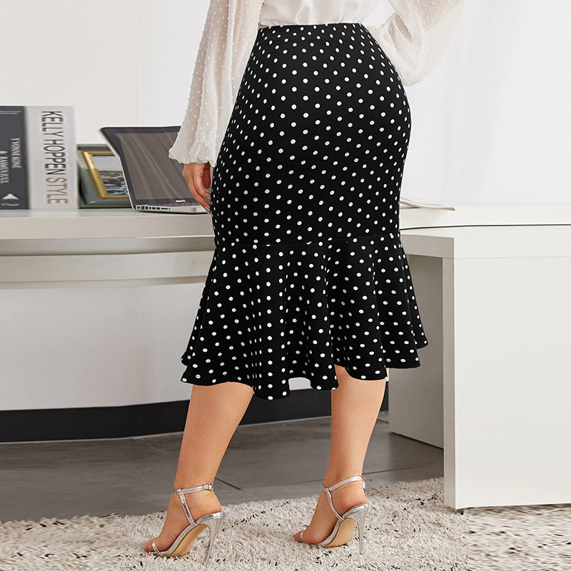 Plus size slimming mermaid midi skirt by M Chic Boutique, featuring a fitted silhouette and elegant flared hem.