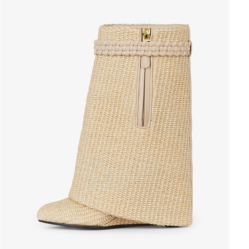 New Round Toe Wedge High Boots