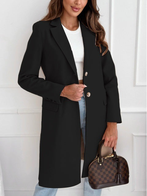 Mid-length Button Woolen Coat