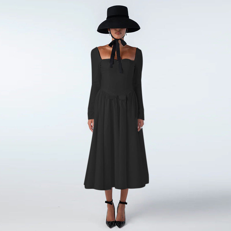 Fashion Elegant Square Collar Dress