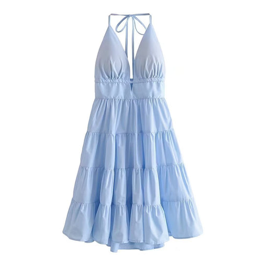 French Style With Cup Strap Dress