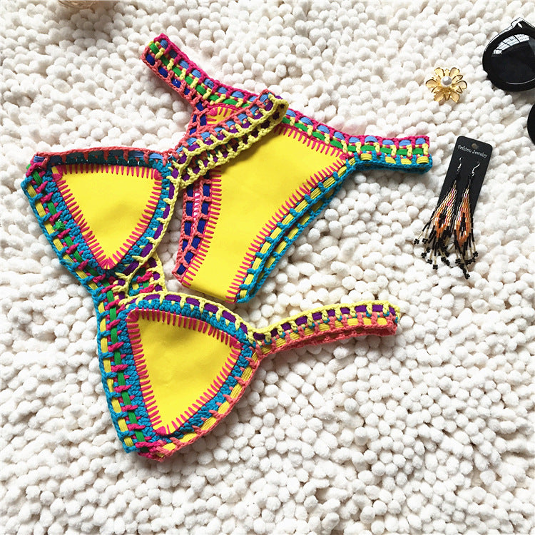 Woven bikini set swim suit by M Chic Boutique featuring a stylish, colorful design perfect for beach or poolside wear.