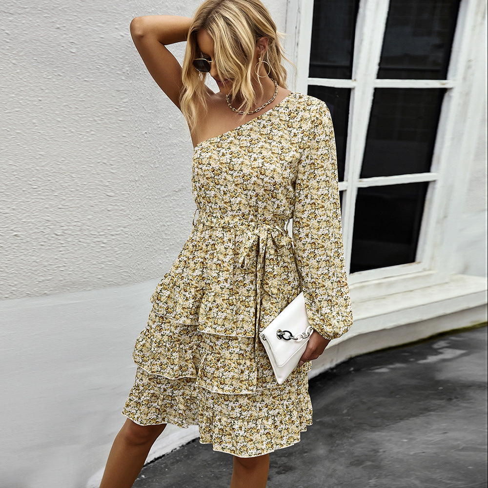 Fashionable Elegant Off-shoulder Floral Dress