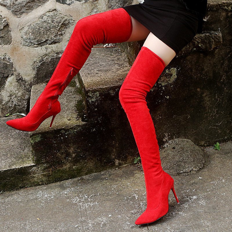 Pointed High Heel Over The Knee Boots