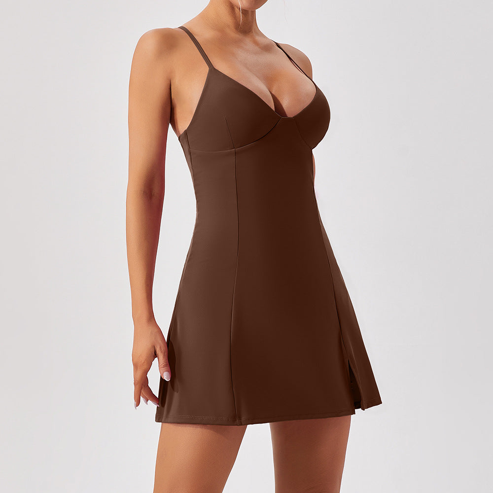 Ladies New Siamese Tennis Skirt Yoga Dress by M Chic Boutique, showing a stylish activewear skirt with a comfortable fit and sporty design.