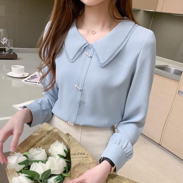 Round Collar Chiffon Blouse