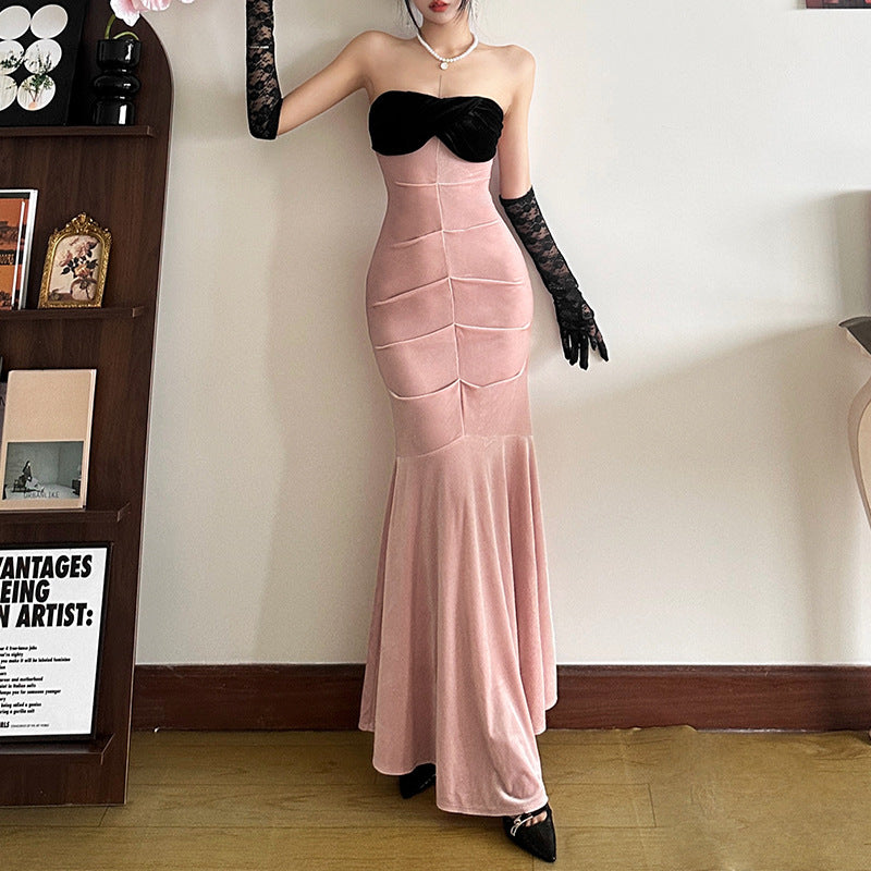 Socialite Off-shoulder Tube Top Fishtail Dress