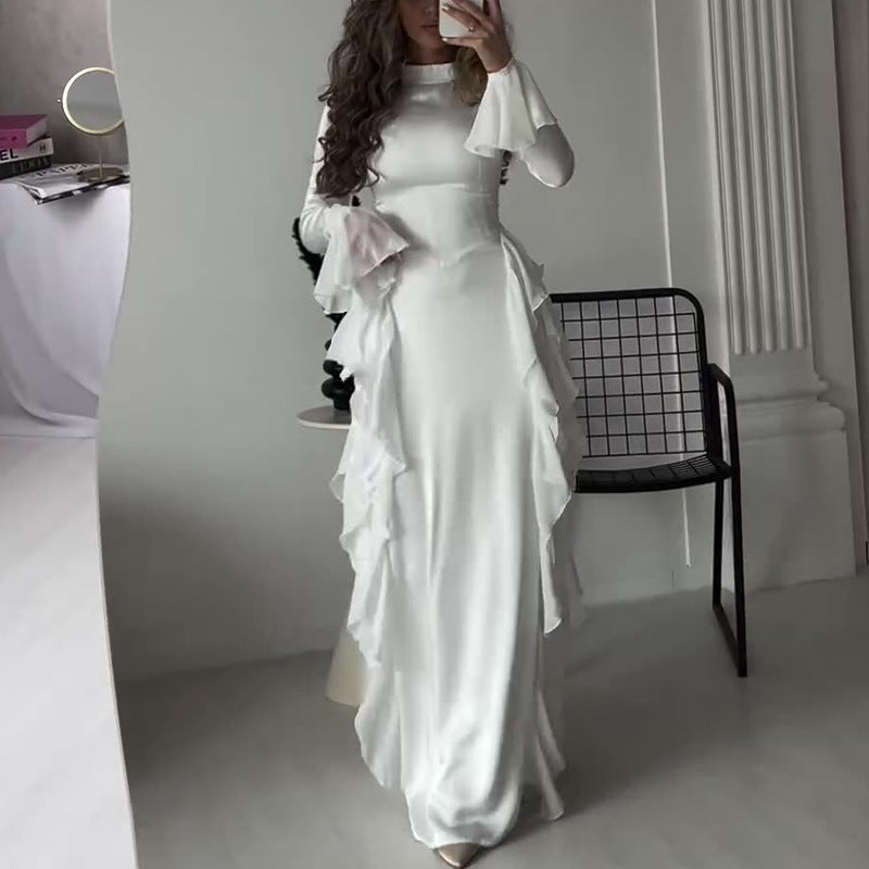 Round-neck flared sleeves temperament dress by M Chic Boutique, featuring a stylish silhouette and elegant design.