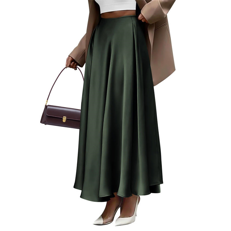 Elegant plus size solid color high waist long skirt from M Chic Boutique, shown in a flowing design and soft fabric.