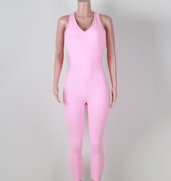 Honeycomb fitness jumpsuit