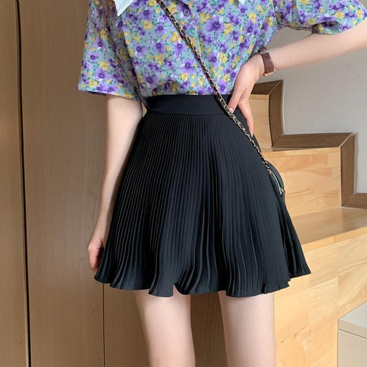 High waist slim white a-line skirt