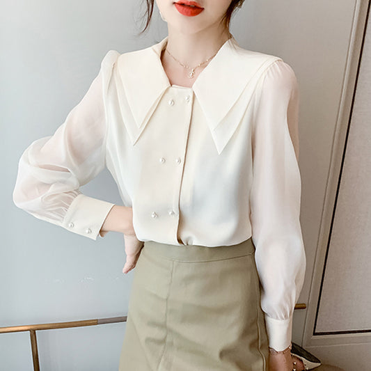 Long Sleeve Double Layer Blouse