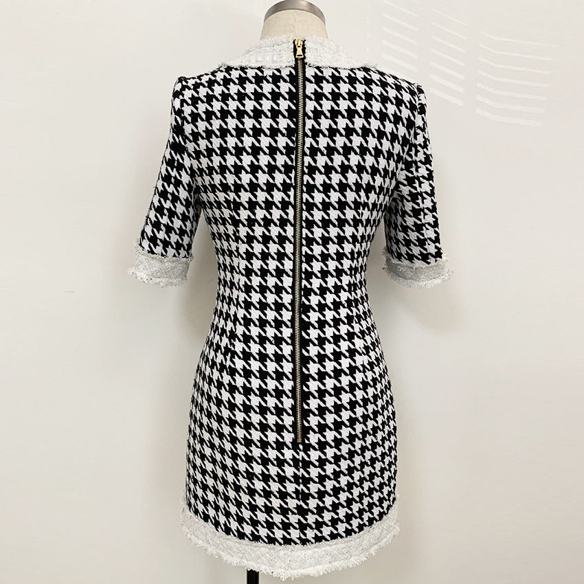 Round Neck Button Dress