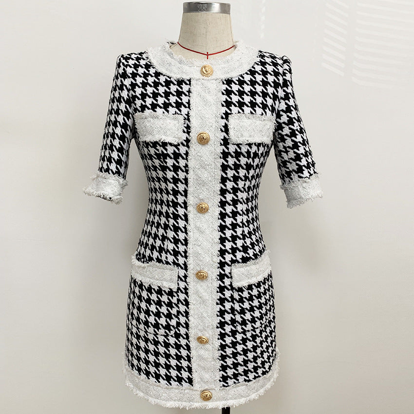 Round Neck Button Dress