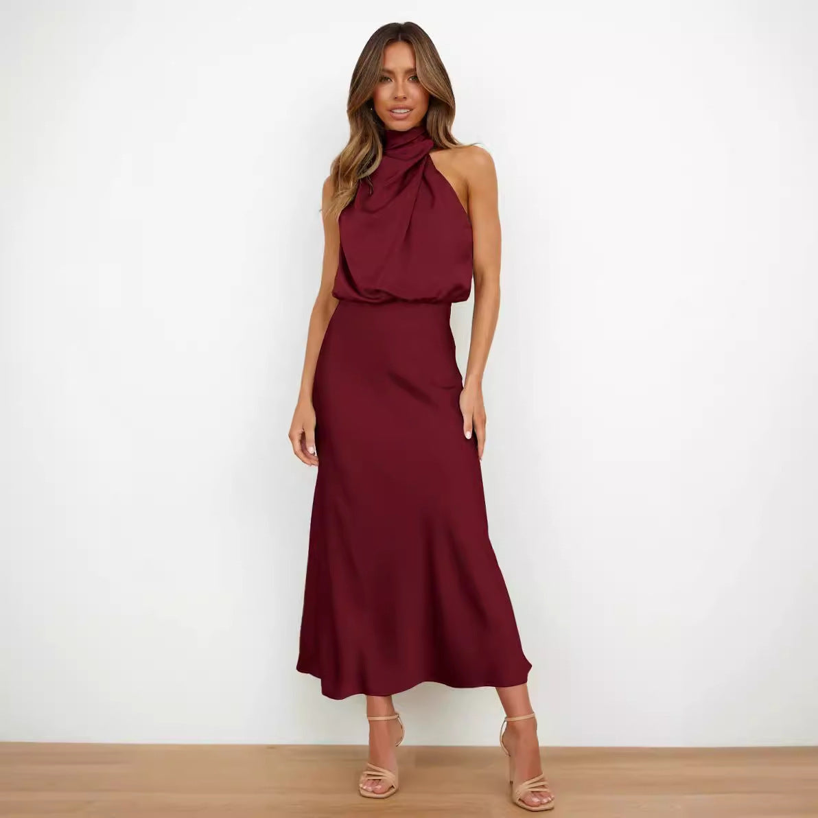 Solid Color High-grade Satin Elegant Dress