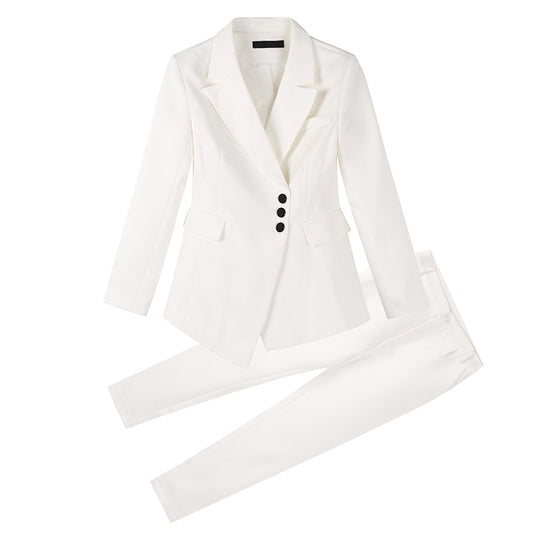 White Slim Pant Suit
