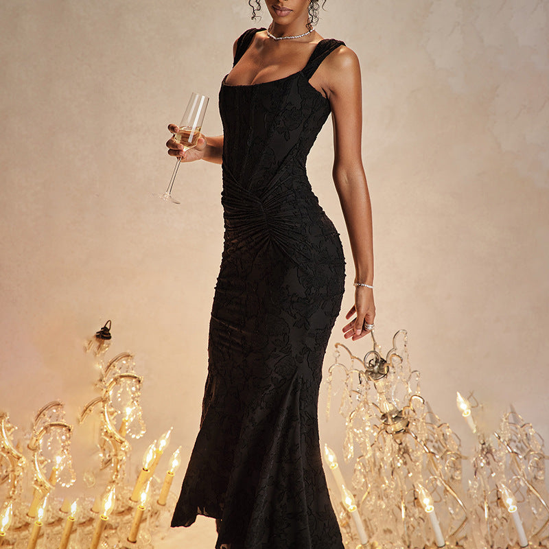 Off-shoulder Backless Evening Dress