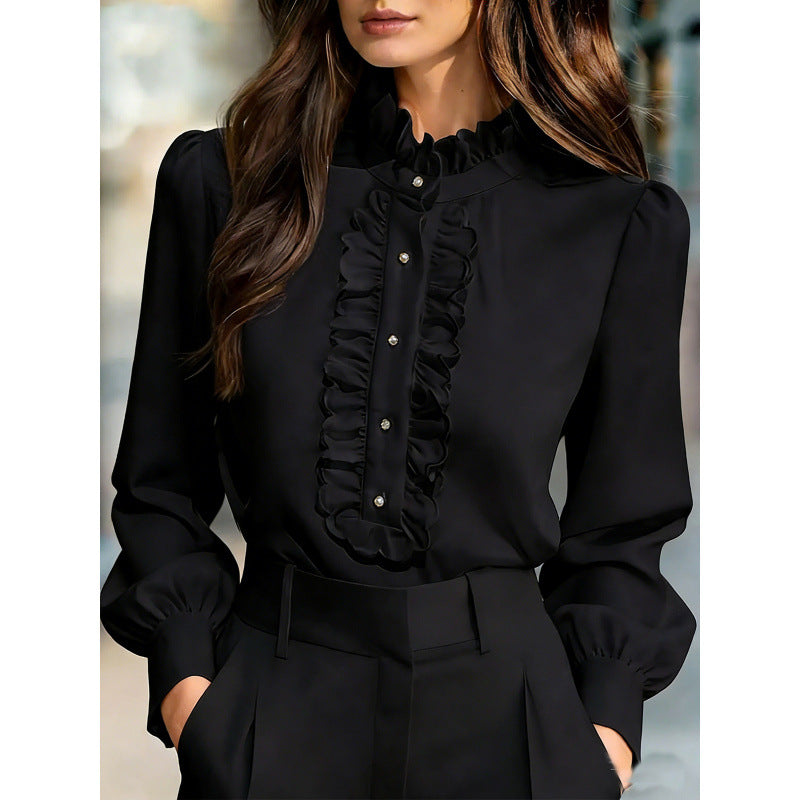 French-Elegant Ruffle-Trimmed Shirt - M Chic Boutique