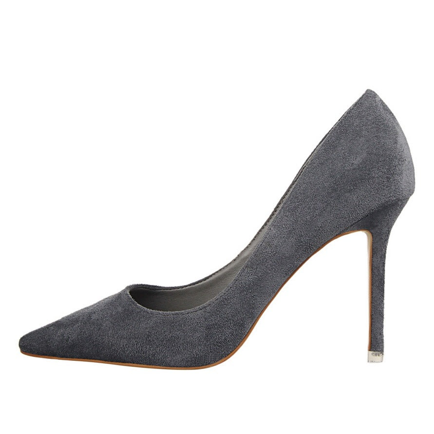 Suede stiletto pointy heels