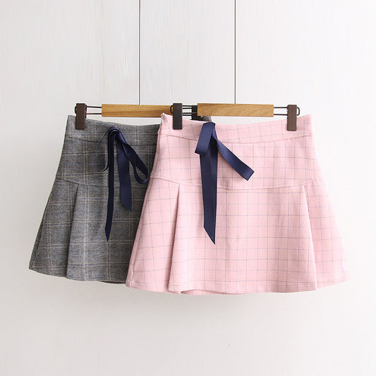 Plaid woolen skirt
