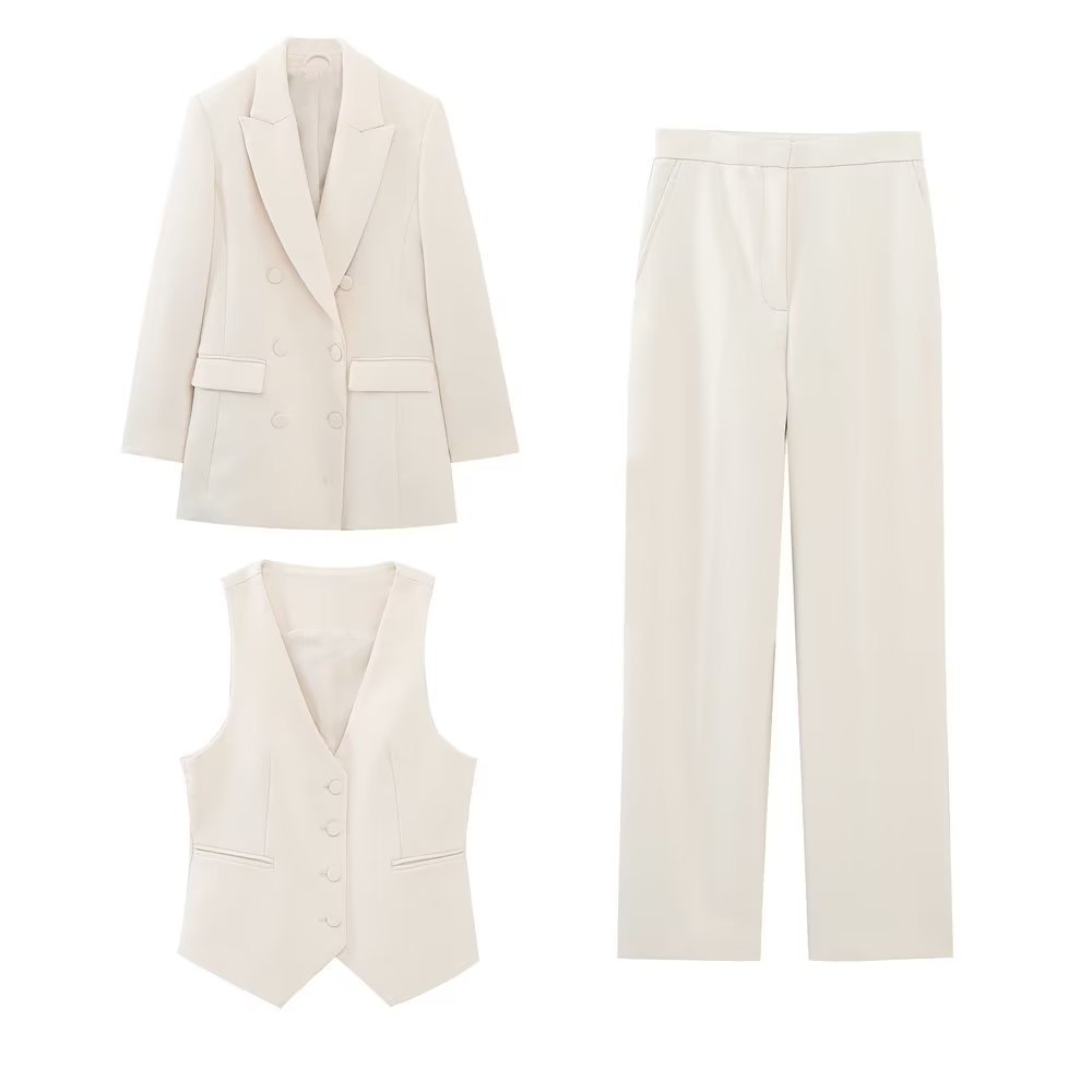 Long double-breasted suit two-piece set in a stylish design by M Chic Boutique, featuring tailored fit and elegant details.