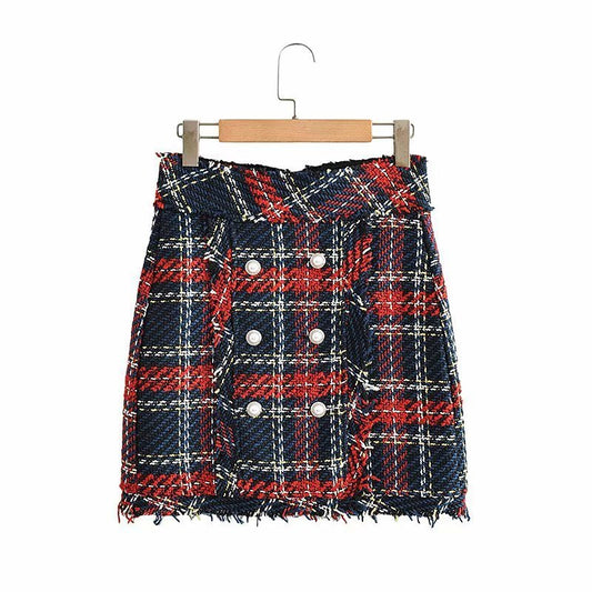 High Waist Slim Double-Breasted Skirt