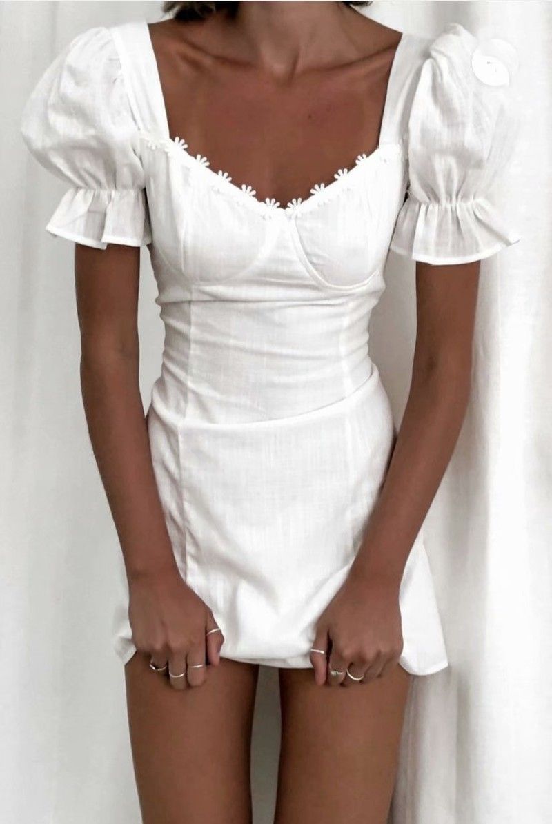 Square Neck Short-Sleeved Flower Dress